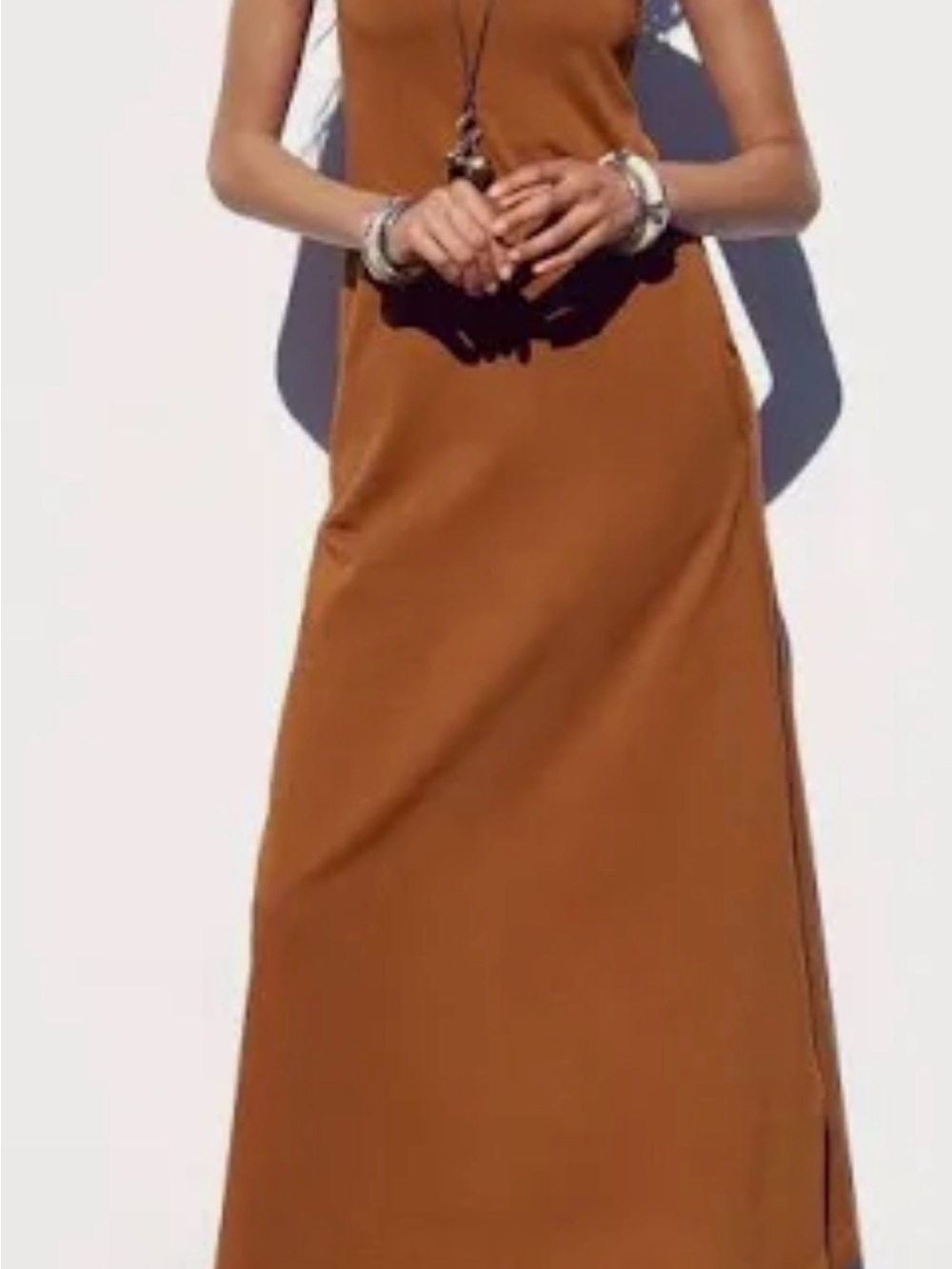 Rust A-Line Maxi dress with pockets ( matching vest available )
